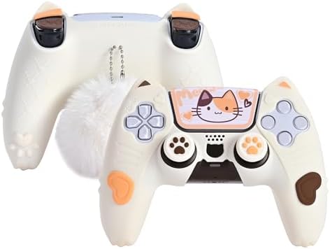 GeekShare PS5 Controller Skin Set Soft Silicone Protective Cover Case for PS5 Wireless Controller with 2 Thumb Grip Caps and 2 Stickers