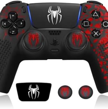 Anti-Slip Controller Skin for PS5 Controller, Accessories, Silicone Cover Case with Thumb Grip Gaps and Touch Pad Sticker