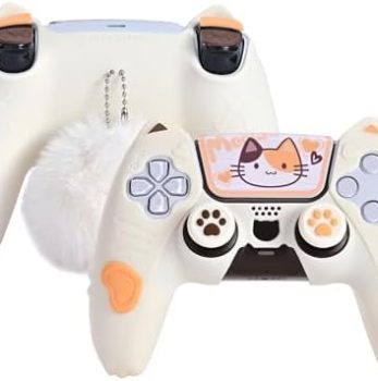 GeekShare PS5 Controller Skin Set Soft Silicone Protective Cover Case for PS5 Wireless Controller with 2 Thumb Grip Caps and 2 Stickers