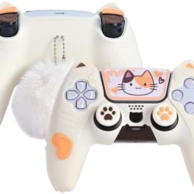 GeekShare PS5 Controller Skin Set Soft Silicone Protective Cover Case for PS5 Wireless Controller with 2 Thumb Grip Caps and 2 Stickers