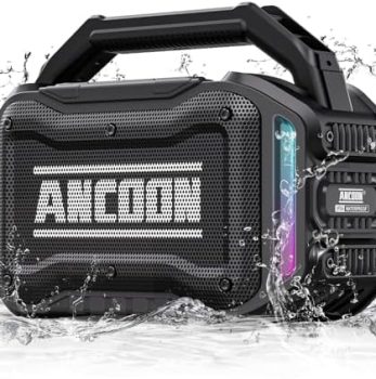 Speakers Bluetooth Wireless: 80W(Peak) Loud Speaker with Bass, 20H Playtime, IPX6 Waterproof, Large Jobsite Speakers for Work, Outdoor, Workshop, Garage, Portable Speaker with TWS (Black)